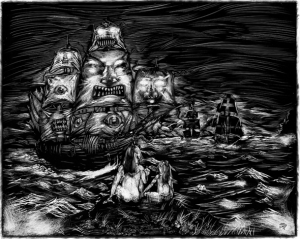 Sea Monsters Original Engraving