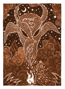 Rebirth – Five Flowing Firebirds – Original Engraving